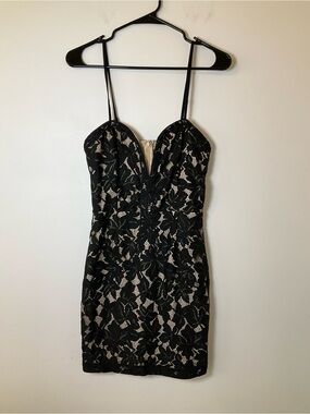 Superdown Black Lace Bustier Mini Dress Size Small